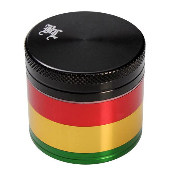 4-delt aluminium grinder i rasta-design, effektiv og flot grinder