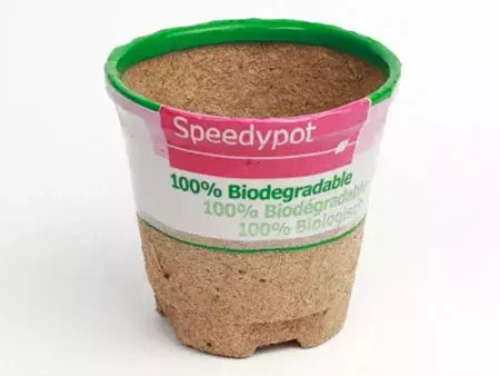 Jiffy SpeedyPot tørvepotte (10x9cm), miljøvenlig og effektiv til kimplanter.